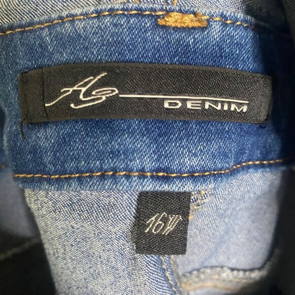 AG ADRIANO GOLDSCHMIED Denim Crop Overalls Women 16W Blue‎ Distressed - Picture 2 of 16